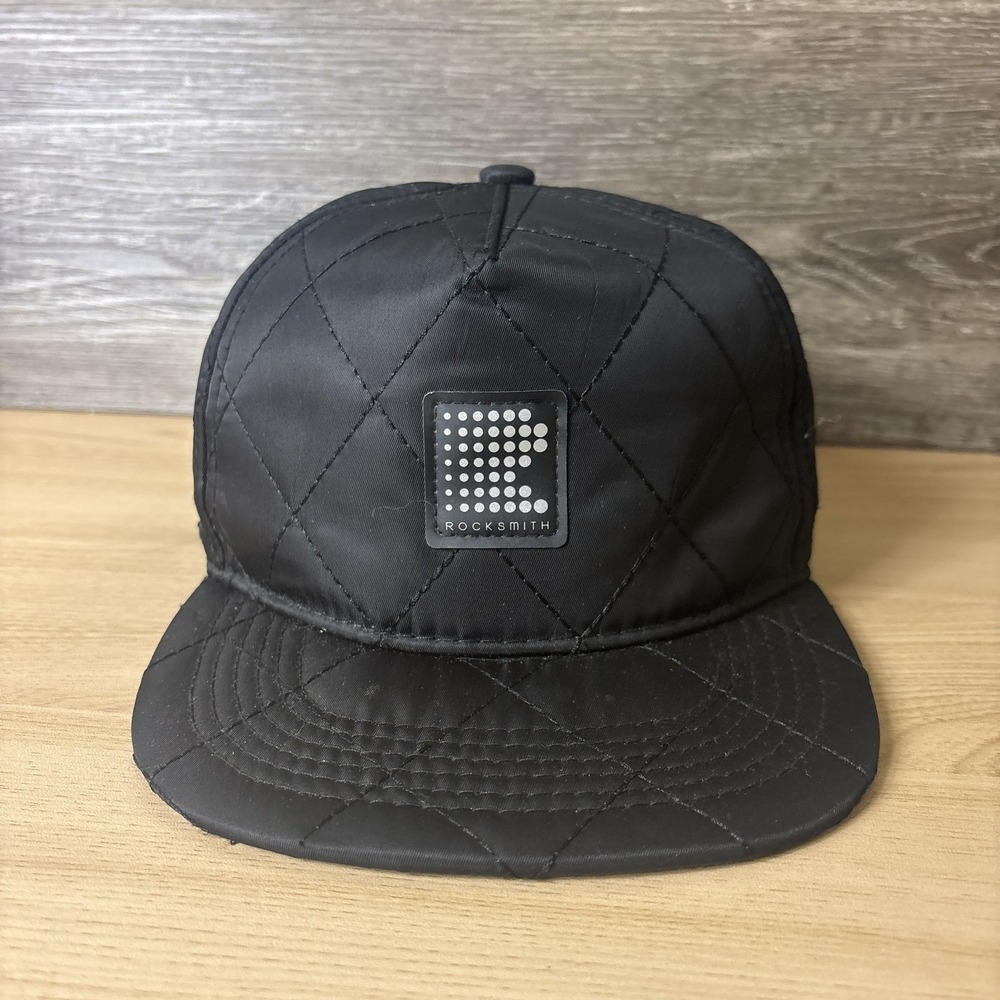 Rocksmith Hat Cap Strap Back Black Quilted Patch Streetwear Mens Urban Style